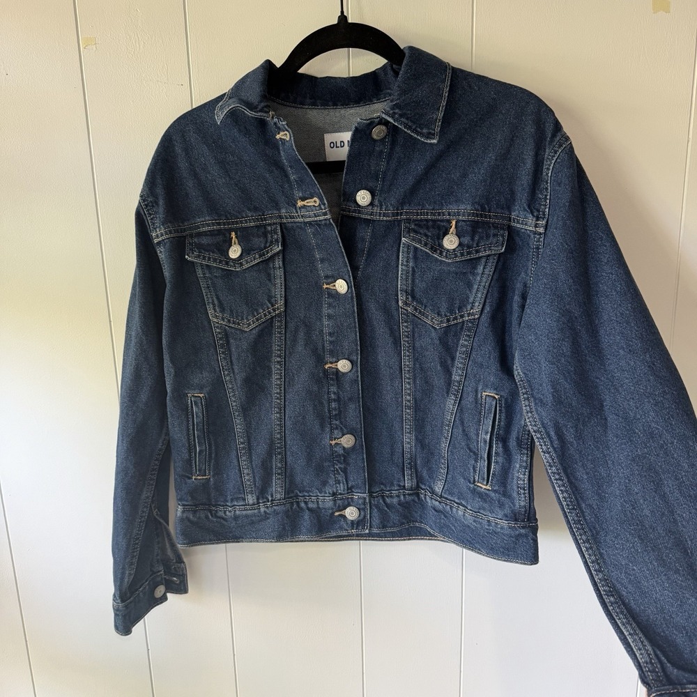 Old Navy Women's Relaxed Denim Jacket Dark Wash NWT Size XS Classic Jean Jacket